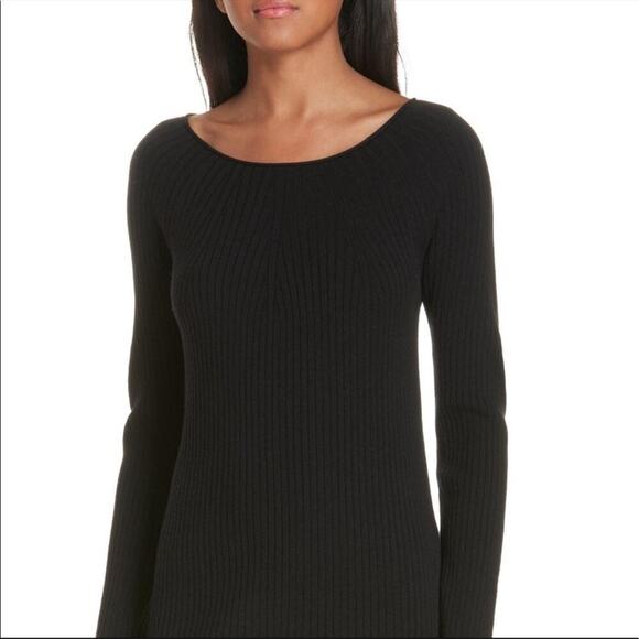Vince. Wool blend scoop neck long sleeve sweater dress ribbed black size XS - Picture 2 of 10